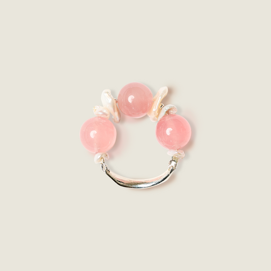 Rose Quartz & Pearl Ring