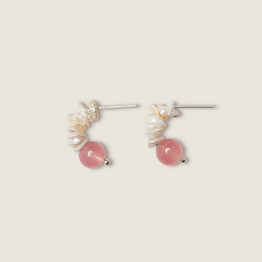 Rose Quartz & Pearl Earring