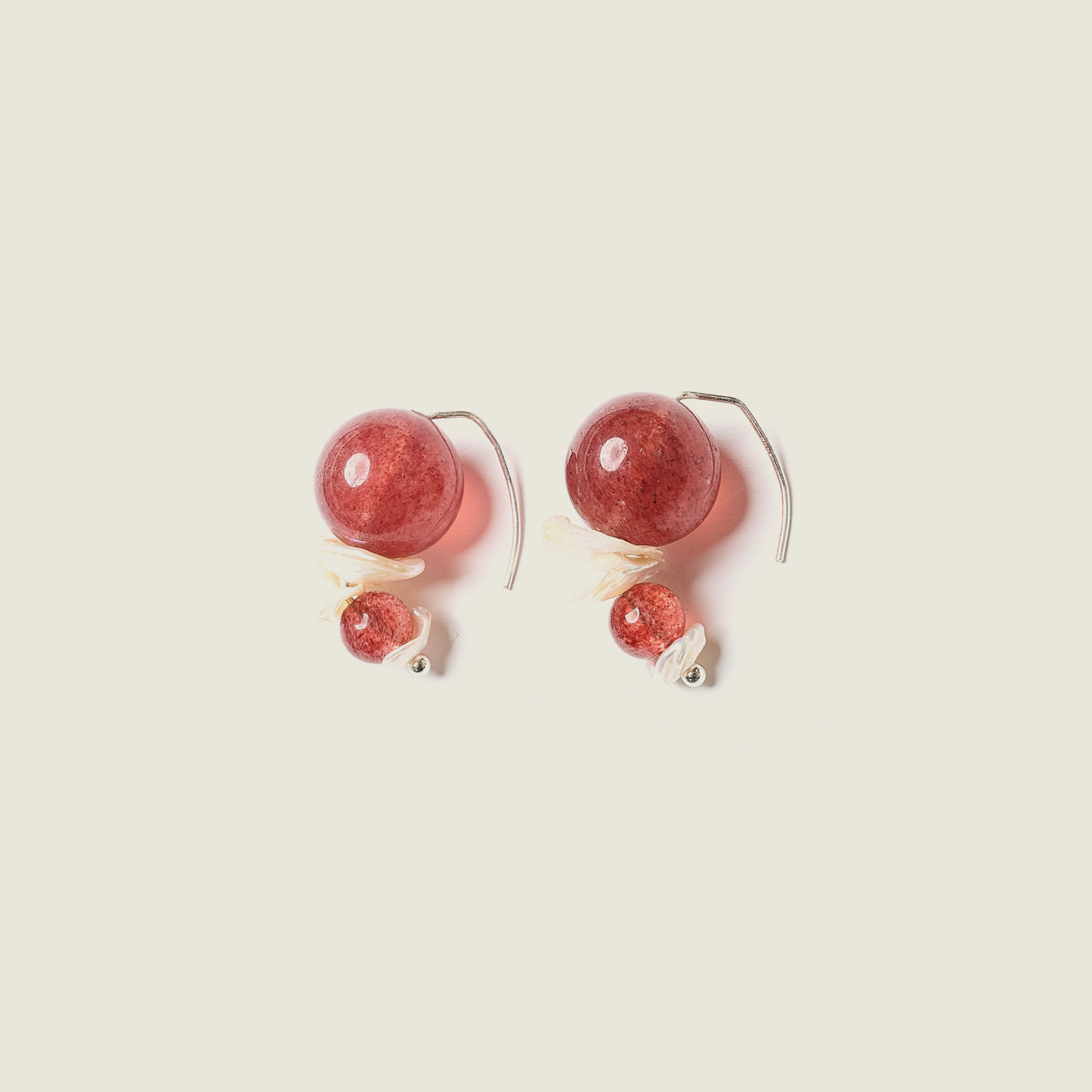 Pigeon's Blood Strawberry Crystals Earrings